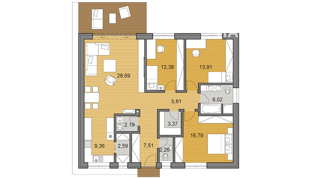 4 izb. RD Most pri Bratislave ÚP 110 m2, pozemok 601 m2